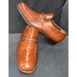 Classic Vintage Florsheim Bit Loafers Brown Leather Men's 8.5 C- Old Money! EUC